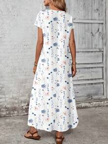 EMERY ROSE Đầm ngắn tay in hoa dáng rộng dành cho nữ, màu trắng. - Nhiều màu - Xem 2