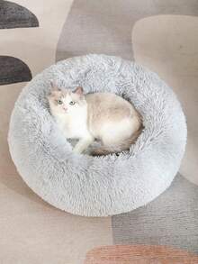 1pc Small Fluffy Round Pet Bed, Warm And Breathable, Suitable For Small Kittens And Dogs, Suitable For All Seasons, Solid Color Puppy Bed, Kennel Small Cat Bed, Winter Warm Pet Bed, Suitable For Small Puppies And Cats, Rodents And Other Small Animals, Machine Washable, Not Suitable For Medium And Large Animals. - Multicolor - View 4
