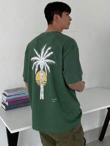 DAZY Áo thun nam mùa hè in chữ màu xanh ô liu, thích hợp cho kỳ nghỉ. - xanh quân đội - Xem 3