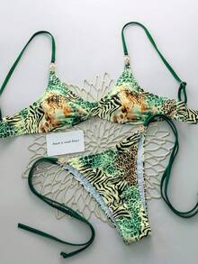 Swim Vcay Dambaddräktsset i två delar, sexig och elegant halterneckbikini, sommarstrandkläder - Multifärgad - Visa 5