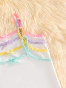 4件套女童优雅蕾丝边蝴蝶结装饰吊带背心套装 - 彩色 - 查看 4