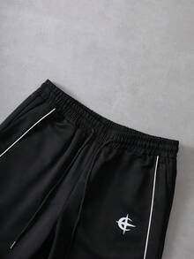 PAVTROS 男士撞色滚边拉链连帽衫和抽绳腰带运动裤套装 - 黑色 - 查看 8