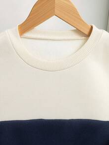 Mirajuku 1 pieza Sudadera casual de cuello redondo con bloques de color para niños, adecuada para la escuela, el transporte y los deportes en otoño/invierno, se puede usar con chaqueta o chaleco - Multicolor - Ver 7