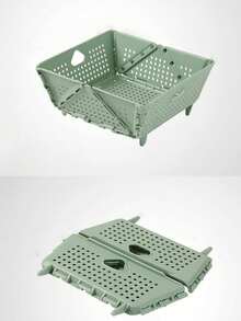 1个大容量可折叠塑料水果篮蔬菜沥水篮，适用于厨房清洗、收纳，节省空间设计，厨房用具 - 彩色 - 查看 7