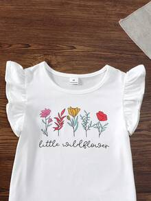 两件套：女童荷叶边袖上衣（趣味冰淇淋印花）和条纹裙 - 白色 - 查看 10