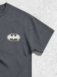 ROMWE MEN Batman X ROMWE Áo thun nam in hình nhân vật anime, kiểu dáng thường ngày, thích hợp mặc mùa hè. - Xám - Xem 3