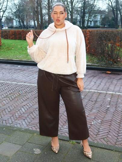 MelDlgn 大码女式休闲宽松连帽长袖运动衫