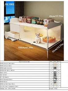 1pc Indoor Cat Cage With Litter Box, 1 Room 1 Bathroom, Suitable For Kittens And Small Cats, Space-Saving Cat Villa - Multicolor - View 6