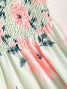 Sweetra 度假风印花收腰长裙 - 粉色 - 查看 3