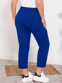 EMERY ROSE Pantalones casuales de talla grande para mujer con cintura con cordón y bolsillos, de unicolor - azul real - Ver 2
