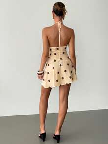 Siren Gaze 女士露背吊带波点衬衫，垂坠下摆，优雅、休闲又浪漫，适合婚礼、花园派对、鸡尾酒会或特殊场合。 - 黃色 - 查看 2