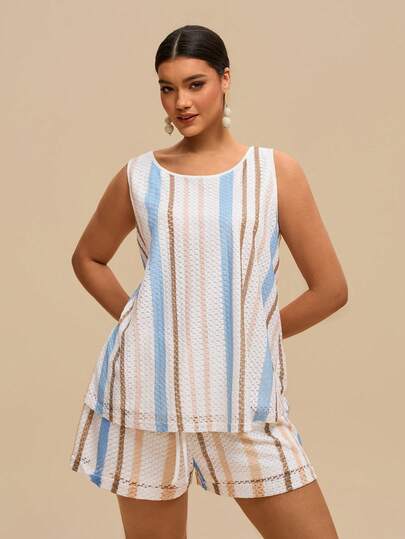 Travachic Plus Size Women's Colorful Crochet Flower Knitted Tank Top For Summer