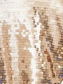 Aveloria Rosie 时尚现代派对百搭精致亮片装饰面料腰带不对称下摆女裙 - 香檳色 - 查看 7