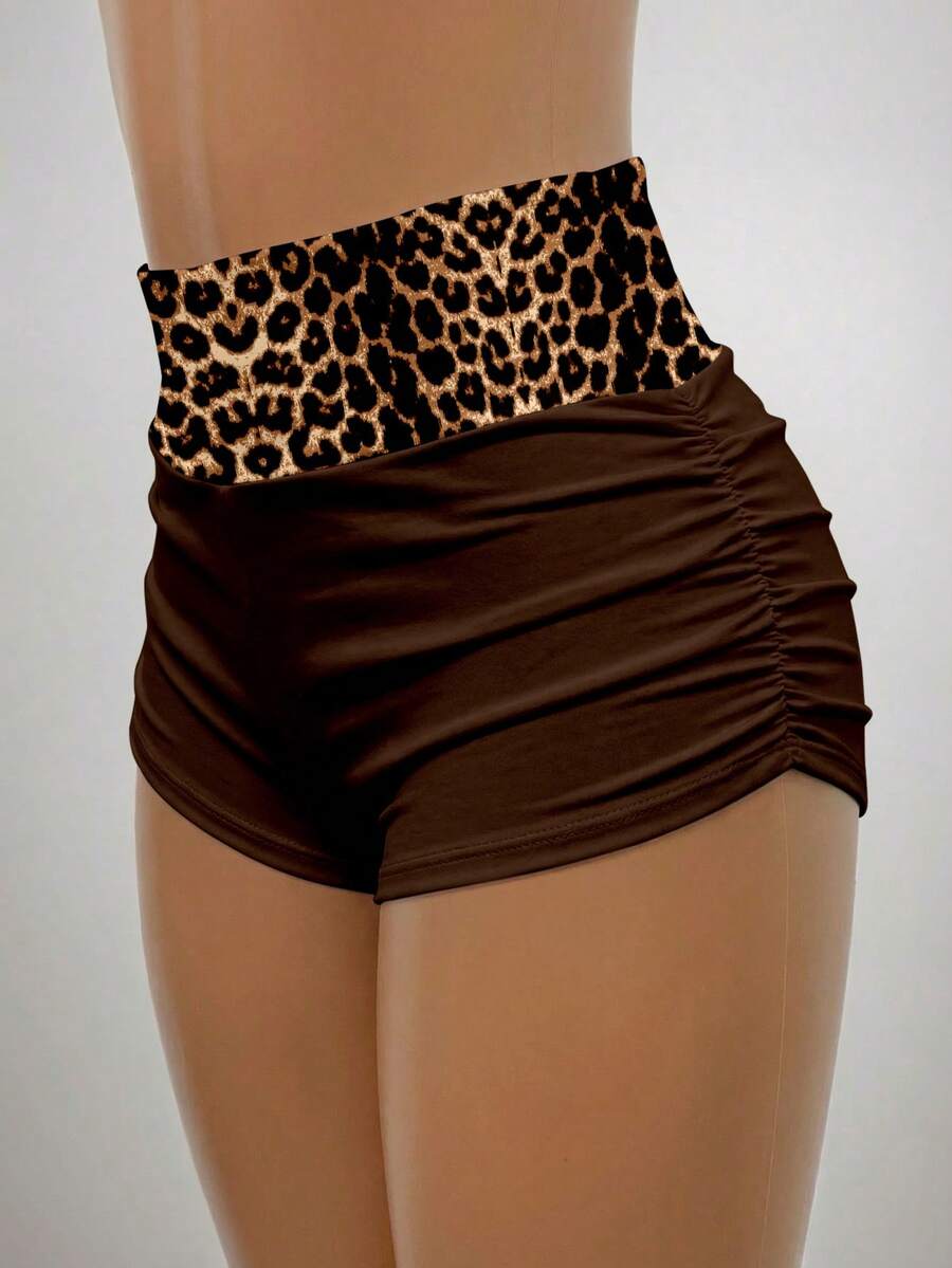 SHEIN EZwear Casual Minimalist Leopard Print Pattern Men Shorts - Multicolor - View 1