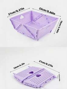 1个大容量可折叠塑料水果篮蔬菜沥水篮，适用于厨房清洗、收纳，节省空间设计，厨房用具 - 彩色 - 查看 8