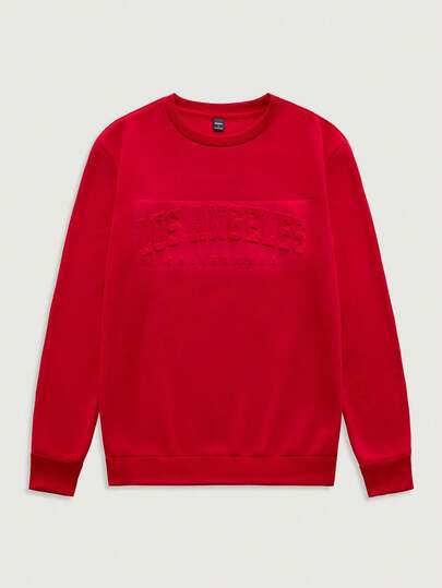 Courvante 标准尺码宽松落肩圆领卫衣，复古红色，长袖上衣