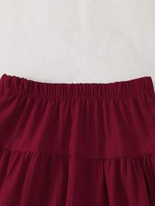 夏季优雅之选：女童白色百褶编织裙，独特质感，精致细节，飘逸百褶，尽显甜美优雅，外出必备。红色裙子 酒红色裙子 长裙 波西米亚风酒红色裙子 长裙 - 紅色 - 查看 3