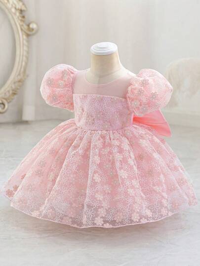 Flower Girl, Birthday Party, Wedding, Holiday Dress, Baby Girls' Princess Dress, Soft Fabric, Embroidered Mesh, Puffy Skirt, Suitable For Formal Occasions, Stage Piano Performance, Hosting, Attending Parties Or Special Events, Taking Artistic Photos To Look More Natural And Beautiful, Summer, European And American Style