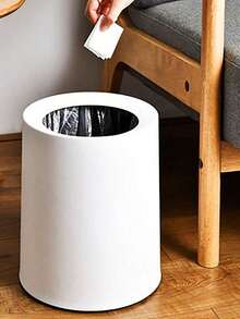 Coș de gunoi circular cu două straturi, design minimalist nordic, potrivit pentru camere de zi, dormitoare, bucătării, băi, birouri, coș de șervețele de mare capacitate, de înaltă calitate - alb - Vizualizare 2