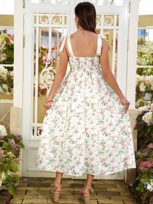 SHEIN 孕妇系带碎花宽松吊带裙 - 彩色 - 查看 2