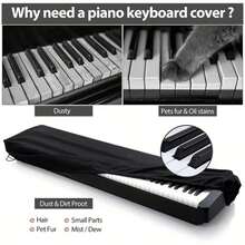 1 pieza Cubierta antipolvo para teclado de piano, adecuada para pianos digitales, protector de teclado de música con cordón de bloqueo de cobertura completa, adecuada para pianos de 61 teclas y 88 teclas. - Multicolor - View 1