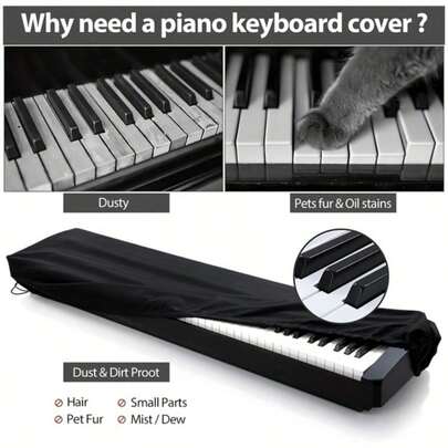1pc Piano Keyboard Dust Cover, Suitable For Digital Pianos, Full-Coverage Drawstring Lock Music Keyboard Protector, Suitable For 61-Key And 88-Key Pianos.