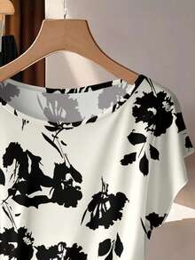 EMERY ROSE 女士系带蝴蝶结衬衫和直筒裤两件套，衬衫和裤子套装，碎花两件套，端庄两件套，休闲女士两件套，裤子和上衣套装，碎花两件套，上衣套装，女士度假套装，女士上衣和衬衫套装，女士套装，女士服装套装 - 彩色 - 查看 3