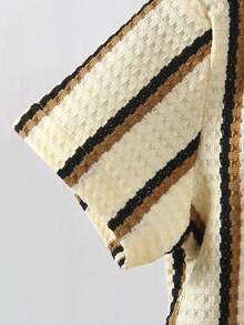 男童休闲短袖衬衫搭配破洞牛仔裤 - 杏色 - 查看 4