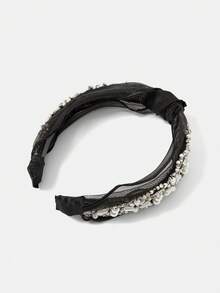 MOTF PREMIUM 珍珠花朵水晶串珠蝴蝶结发箍 - 彩色 - 查看 8