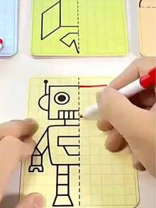 MINKOJA 20 Patterns Cartoon Lattice Symmetrical Drawing Graphics . Creative Concentration Train Tracing Painting Cards Wipe Pen Control - Multicolor - View 13