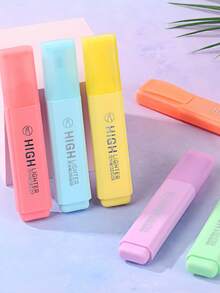 6PCS Chisel Tip Large Ink Capacity Macaron Colors Fluorescent Highlighter Pen For Drawing Marking Studying Note Taking Office School Supplies Stationery Essentials - multicolor - View 9