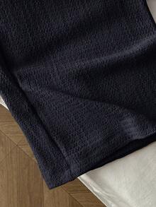 Elamini 女士复古纹理休闲低腰宽松直筒裤，修身纯色宽松版型长裤，适合春季穿着 - 藍色 - 查看 4