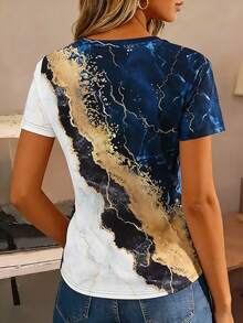 EMERY ROSE Floral Print Basic Comfortable Casual Holiday T-Shirt, Summer - Multicolor - View 2