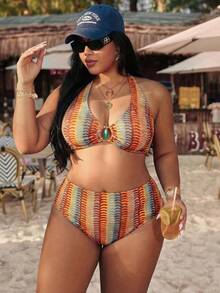 Swim Vcay Bộ đồ bơi thời trang gợi cảm in họa tiết VCAY cỡ lớn mới dành cho nữ, thích hợp cho kỳ nghỉ biển. - Cà phê nâu - Xem 1