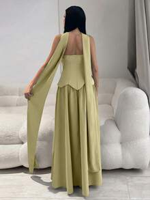 Modelyn New Design Rhinestone Embellished Romantic Flowy Strapless Dress, Elegant Party Gown,Summer Dresses For Women - Green - View 7