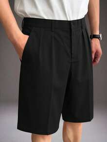 STYNVO 男士休闲百搭纯色短裤 - 黑色 - 查看 3