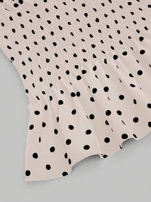 Sweetra 大码女式复古优雅法式可爱黑白波点蝴蝶结系带束腰休闲百搭吊带背心，适合音乐节、度假和日常穿着 - 杏色 - 查看 5