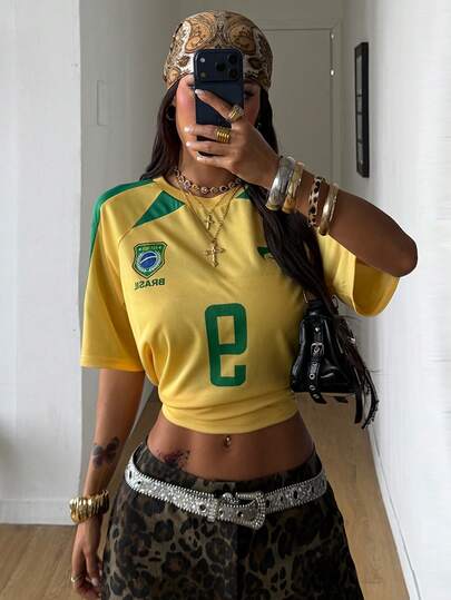 Coolane 撞色字母数字印花短袖T恤（女款）