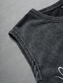 PAVTROS 男士极简印花圆领无袖雪花图案背心 - 黑色 - 查看 4