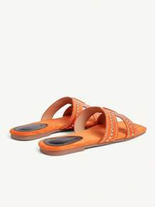 CUCCOO CHICEST Simple And Versatile Temperament Comfortable Fashion Generous Commuter Vacation Beach Flat Sandals - Orange - View 4