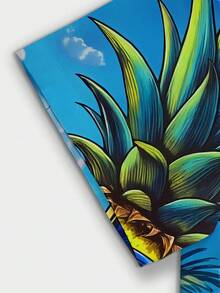 Manfinity RSRT Men's Casual Cartoon Print Single-Breasted Short Sleeve Shirt, Vacation Wear - Multicolor - View 5