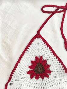 Trelyra Floral Knit Camisole Crop Top - Multicolor - View 3