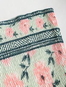 Sweetra 度假风印花收腰长裙 - 粉色 - 查看 5