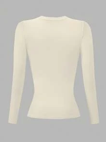 Rovax Women's Fitted Long Sleeve T-Shirt With Digital Print Of Statue Of Liberty, New York Design - Multicolor - View 2