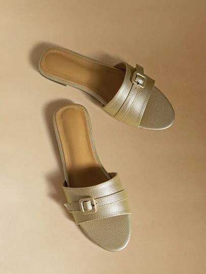 Rosivie Slippers Women's Summer Round Toe Outer Wear 2026 New Breathable Flat Bottom Cloth Buckle Seaside With Skirt Casual Versatile Not Tired Feet Soft Bottom Sandals