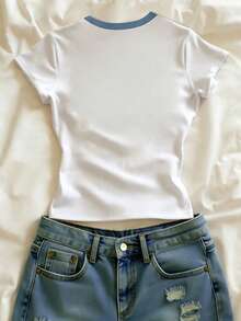 Glimmora 花卉图案，女士休闲装，休闲背心，印花T恤，夏季服装，女士沙滩上衣，沙滩装，沙滩T恤，女士T恤，送姐妹的礼物，Y2K上衣 - 白色 - 查看 2