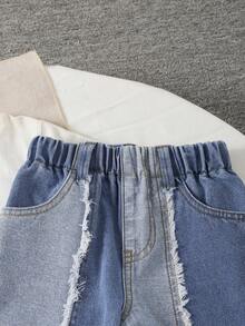 Streecool Kids Quần jeans rách phối nhiều mảnh, kiểu dáng đường phố, cá tính dành cho bé trai. - Rửa trung bình - Xem 3