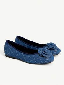 CUCCOO CHICEST Blue Internet Celebrity Flower Comfortable Women Flat Shoes - Blue - View 4