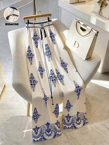 GlowEve Pantalones casuales de estampado retro para vacaciones de mujer - Azul Marino - Ver 3