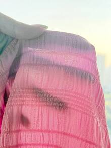 SHEIN LMoss Kids 女童纯色圆领荷叶边休闲衬衫 - 藕粉色 - 查看 7